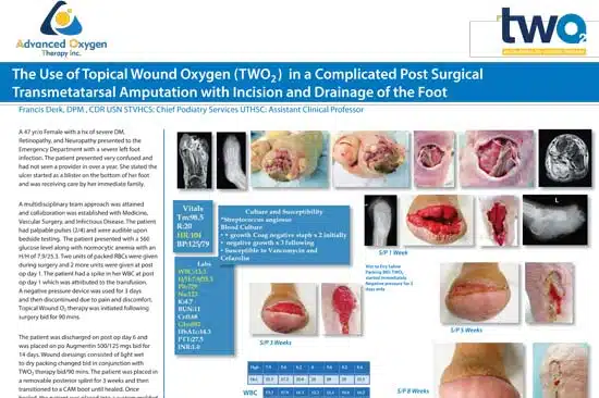 Clinical Evidence 17 The Use of Topical Wound Oxygen (TWO2) in a Complicated Post Surgical Tranmetatarsal Amputation with Incision and Drainage of the Foot