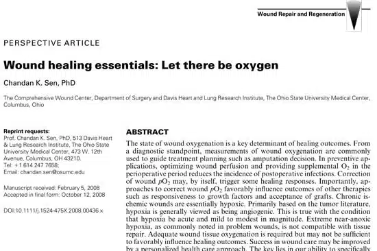 Wound Healing Essentials: Let There be Oxygen