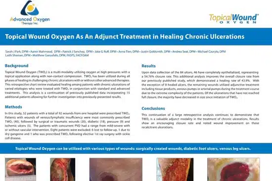 Topical Wound Oxygen As An Adjunct Treatment in Healing Chronic Ulcerations