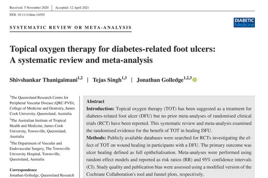 Topical oxygen therapy for diabetes-related foot ulcers: A systematic review and meta-analysis