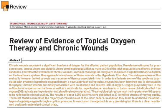 Review of Evidence of Topical Oxygen Therapy and Chronic Wounds