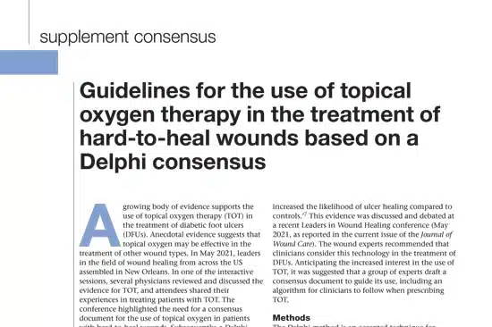 Guidelines for the use of topical oxygen therapy in non healing wounds based on Delphi consensus