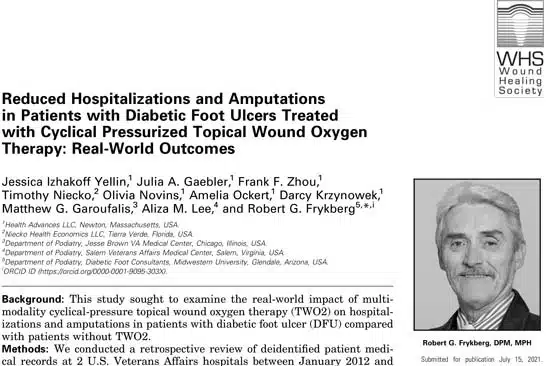 Reduced hospitalizations and amputations in patients who used topical wound oxygen therapy